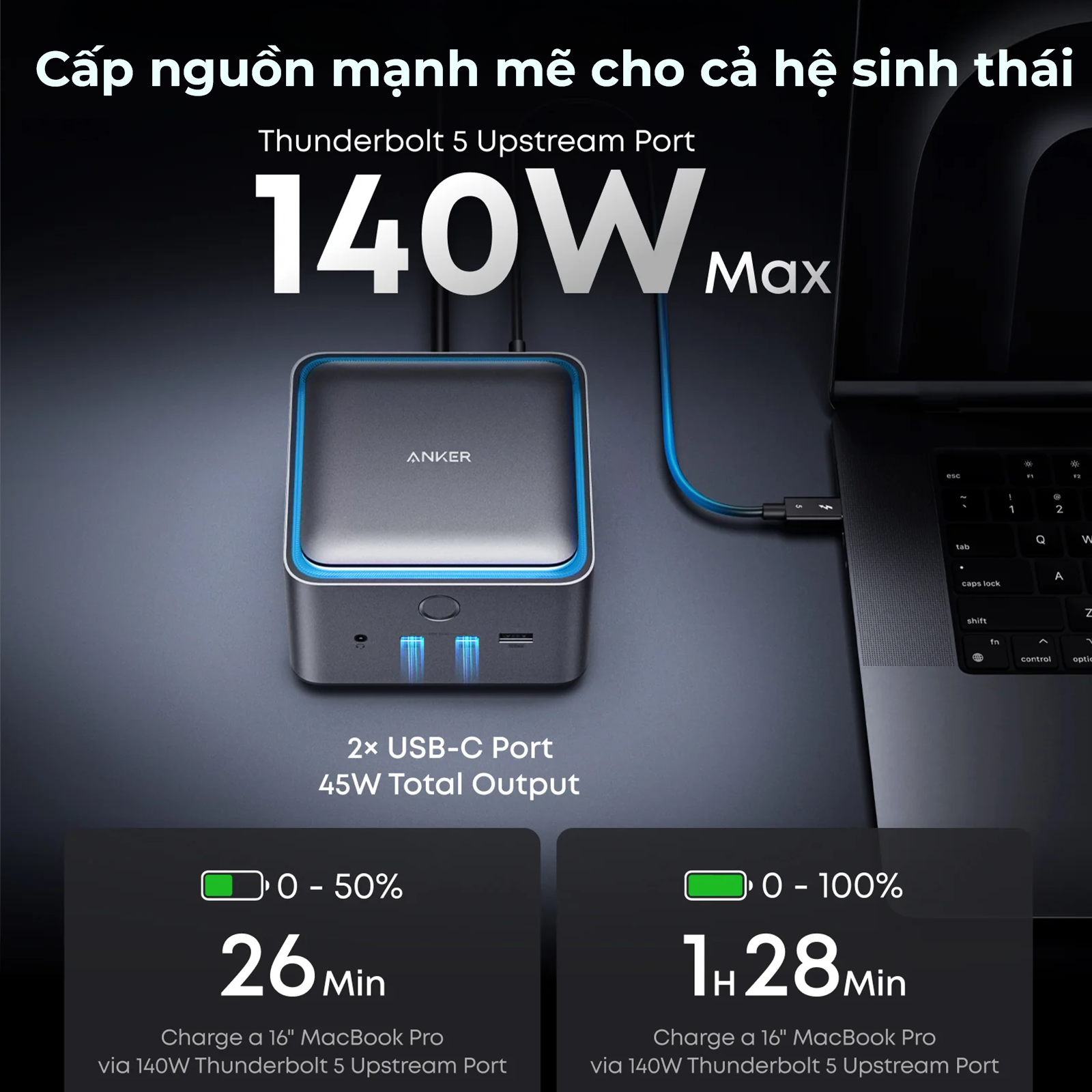 Bộ chia cổng Anker Prime Thunderbolt 5 14-in-1 A83B5 – Dock mở rộng cao cấp hỗ trợ màn hình 8K, sạc nhanh PD 140W, tương thích MacBook và Laptop - Ảnh 4