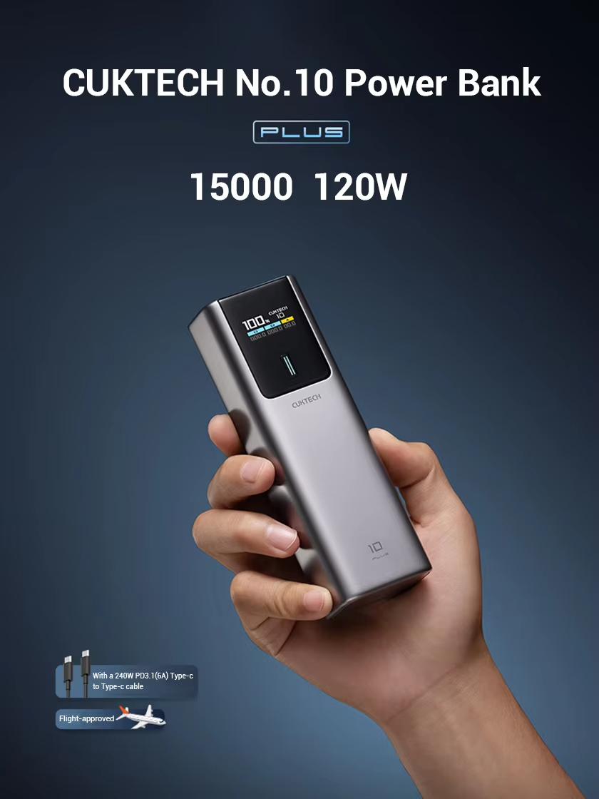 Pin sạc dự phòng Cuktech No.10 Plus 15000mAh – Sạc nhanh 150W PD3.0/PPS 5A/QC/Mi Turbo 120W – 3 cổng ra USB-A & Type-C – Hỗ trợ sạc laptop, MacBook, điện thoại – Model PB150P