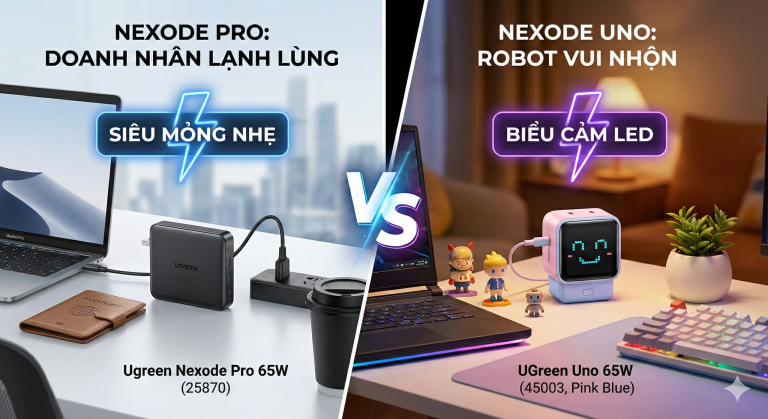 Đại Chiến Sạc 65W: Ugreen Nexode Pro Siêu Mỏng vs. Ugreen Uno “Robot” Vui Nhộn – Ai Là Vua?